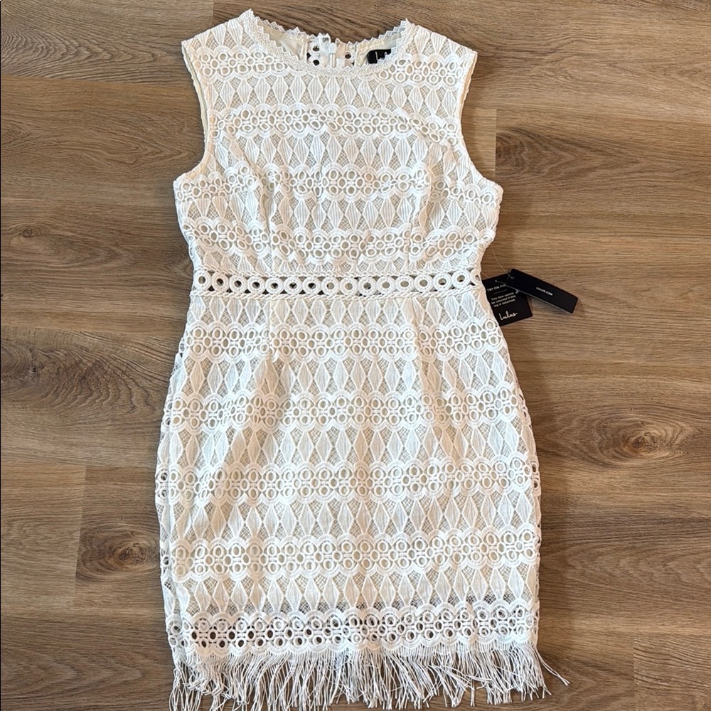 Lulus Kenna White Lace Fringe Midi Dress - Size XL NWT - Picture 13 of 16
